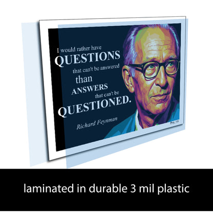 Richard Feynman Quote Poster - "I would rather have QUESTIONS..."