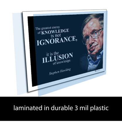 Stephen Hawking Inspirational Quote Poster - "The greatest enemy of KNOWLEDGE..."