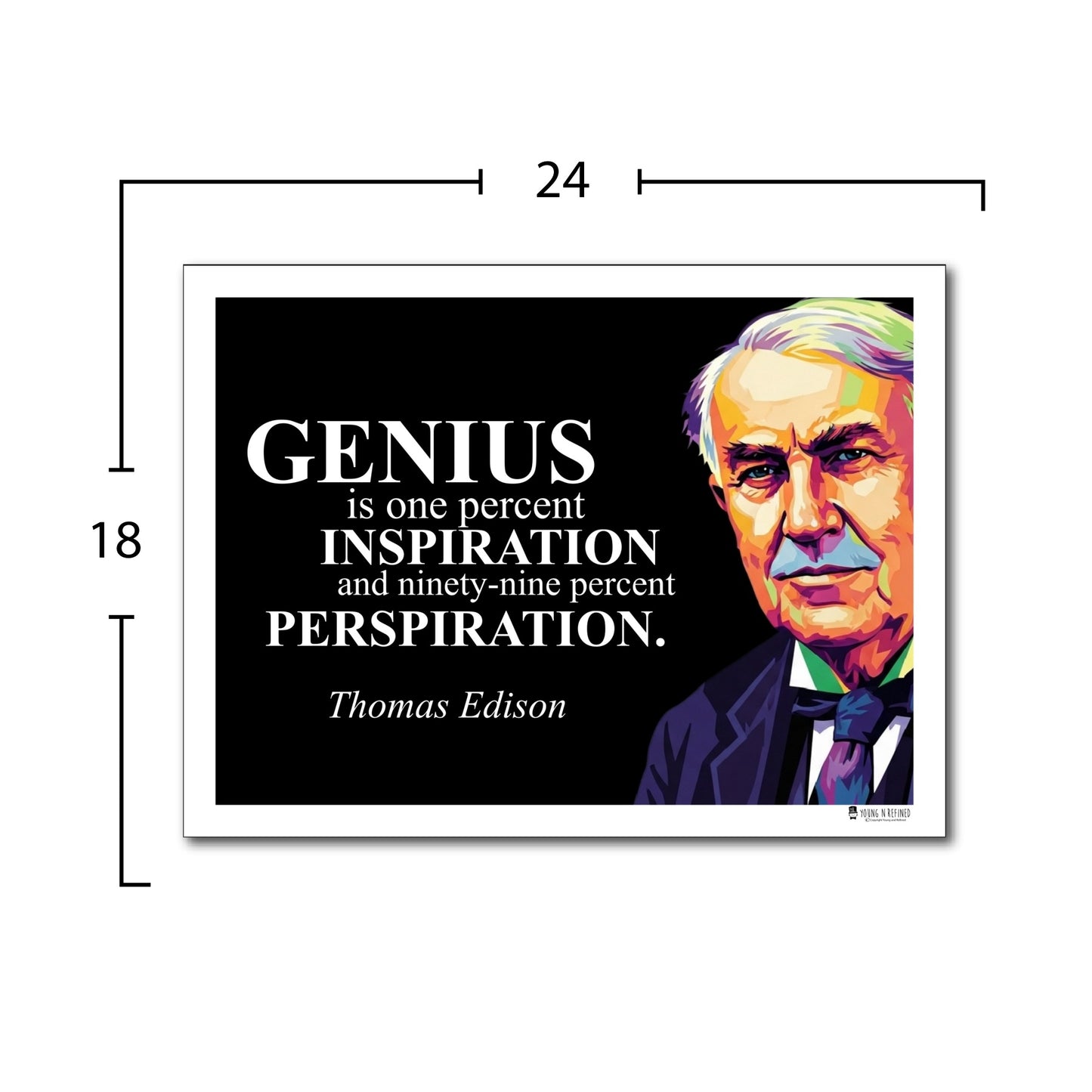 Thomas Edison Inspirational Quote Poster - "GENIUS is one percent..."