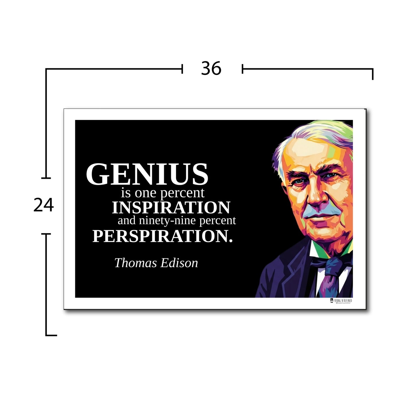 Thomas Edison Inspirational Quote Poster - "GENIUS is one percent..."