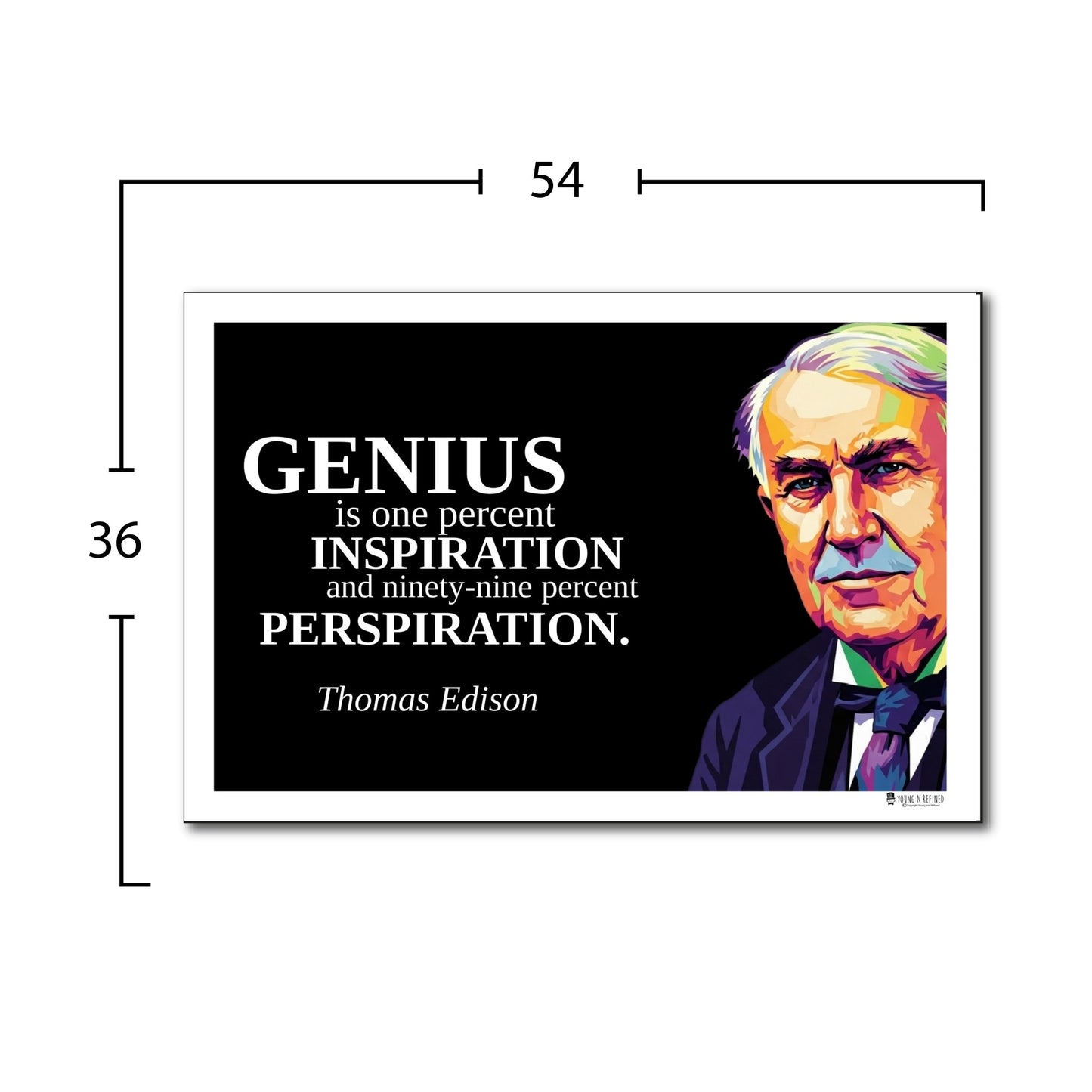 Thomas Edison Inspirational Quote Poster - "GENIUS is one percent..."