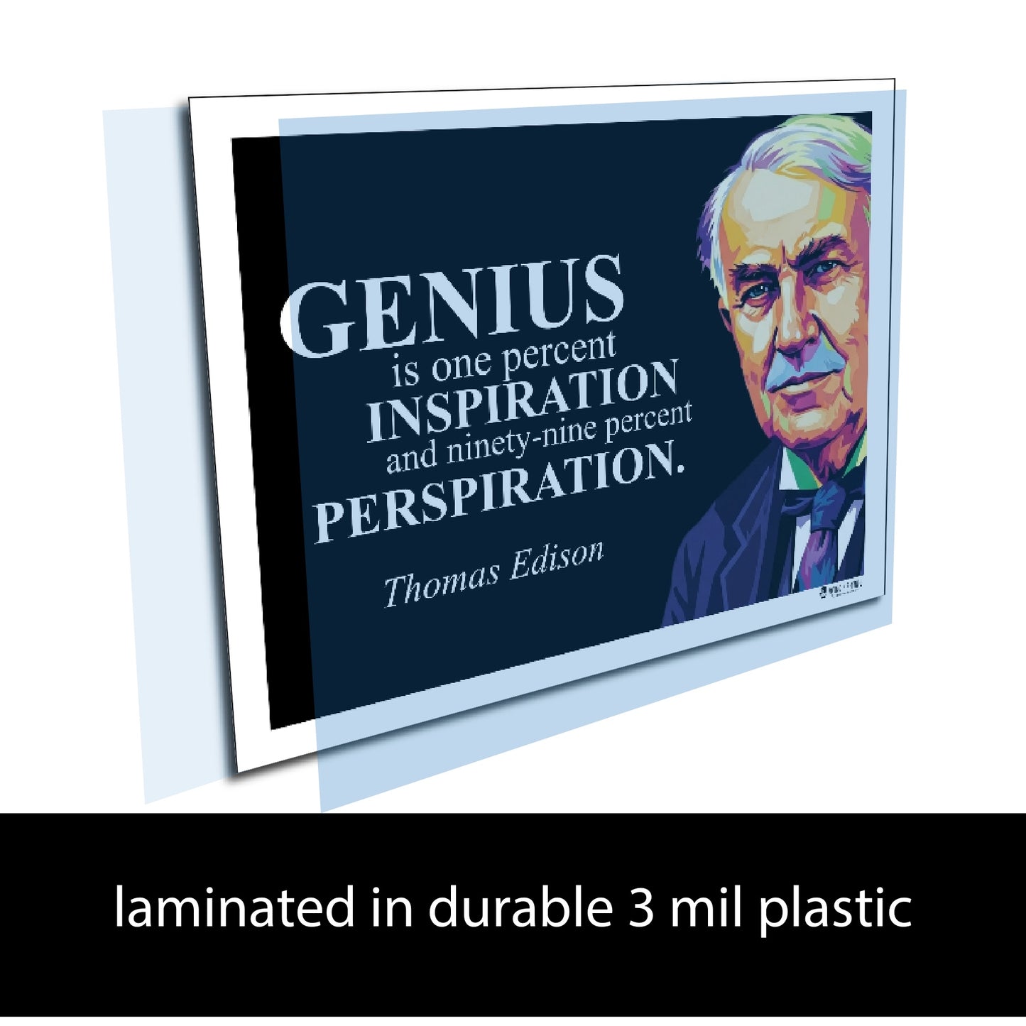 Thomas Edison Inspirational Quote Poster - "GENIUS is one percent..."