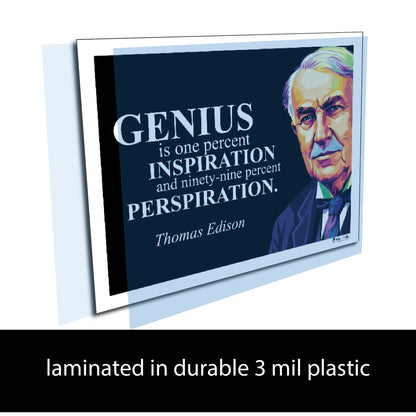 Thomas Edison Inspirational Quote Poster - "GENIUS is one percent..."