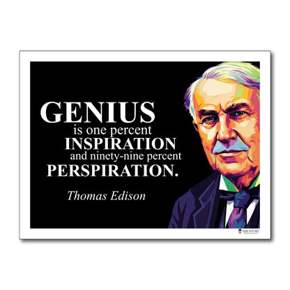 Thomas Edison Inspirational Quote Poster - "GENIUS is one percent..."
