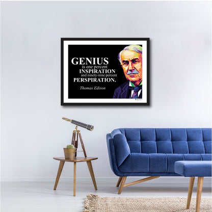 Thomas Edison Inspirational Quote Poster - "GENIUS is one percent..."