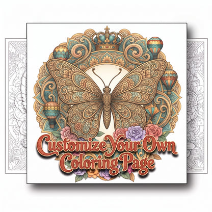 Custom Large Coloring Poster - Animal Made of Mandala Floral - Add Your Name or Message Young N Refined