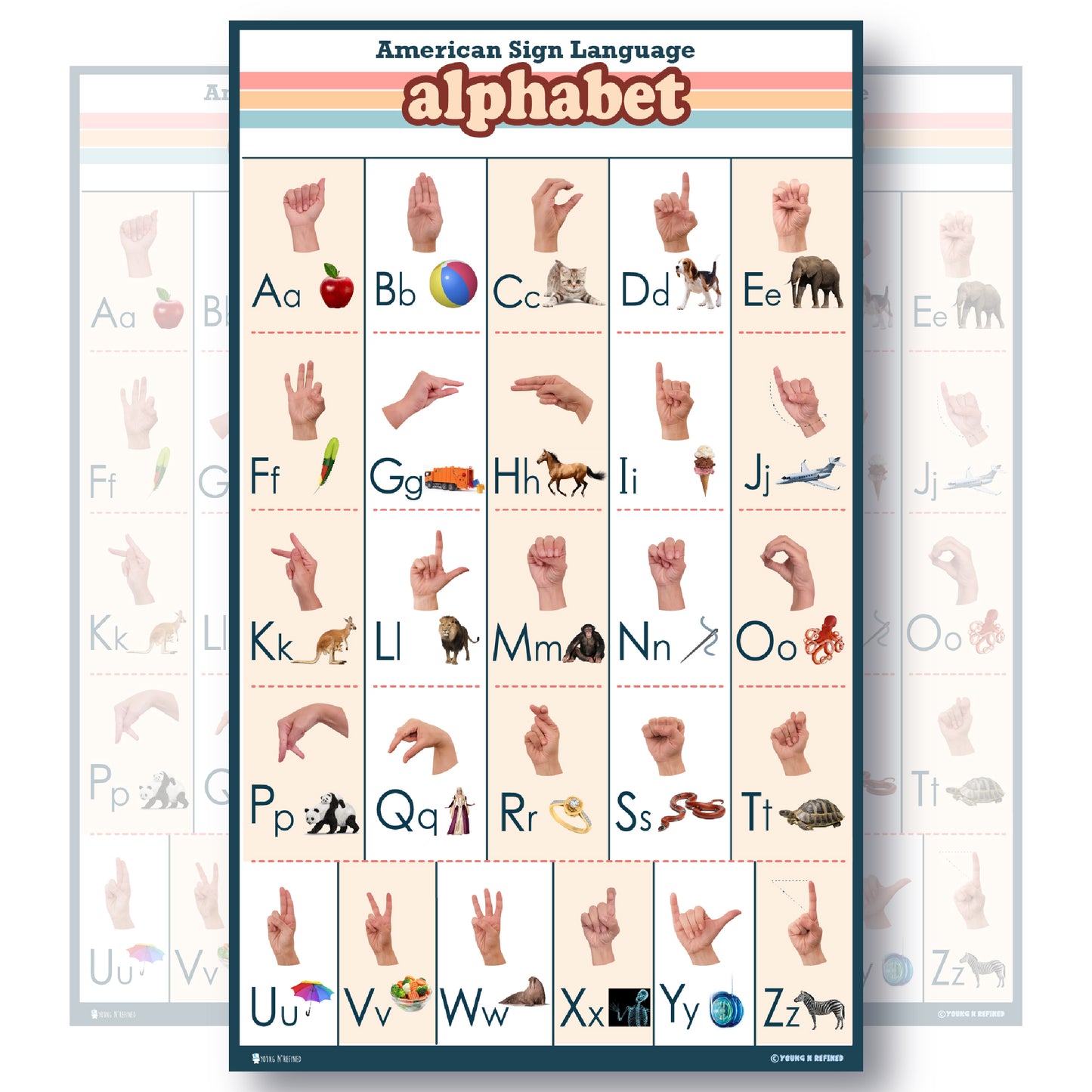 Sign Language Kids Abc Large Laminated Poster With Pictures Young N Refined