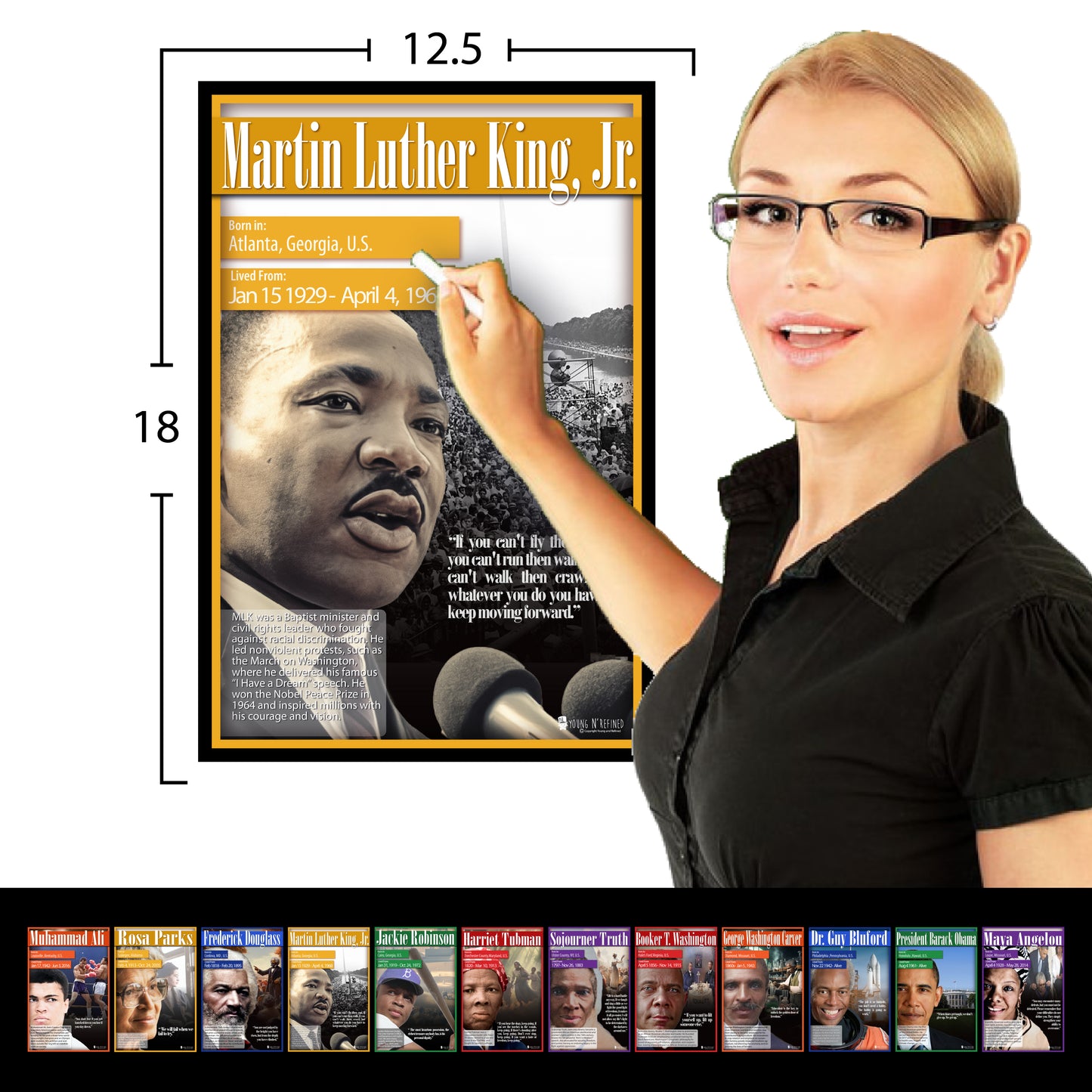 Black History Posters 12 Pack School Charts Glossy Paper Young N Refined