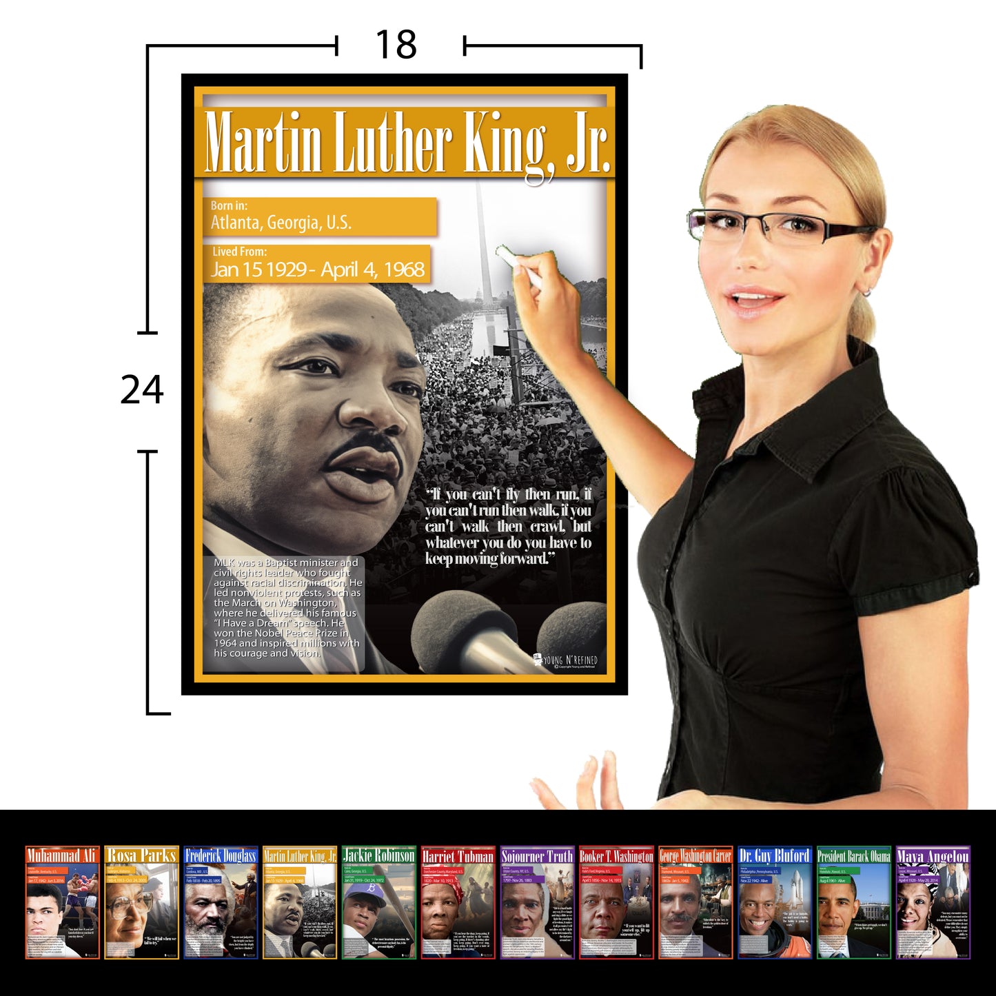 Black History Posters 12 Pack School Charts Glossy Paper Young N Refined
