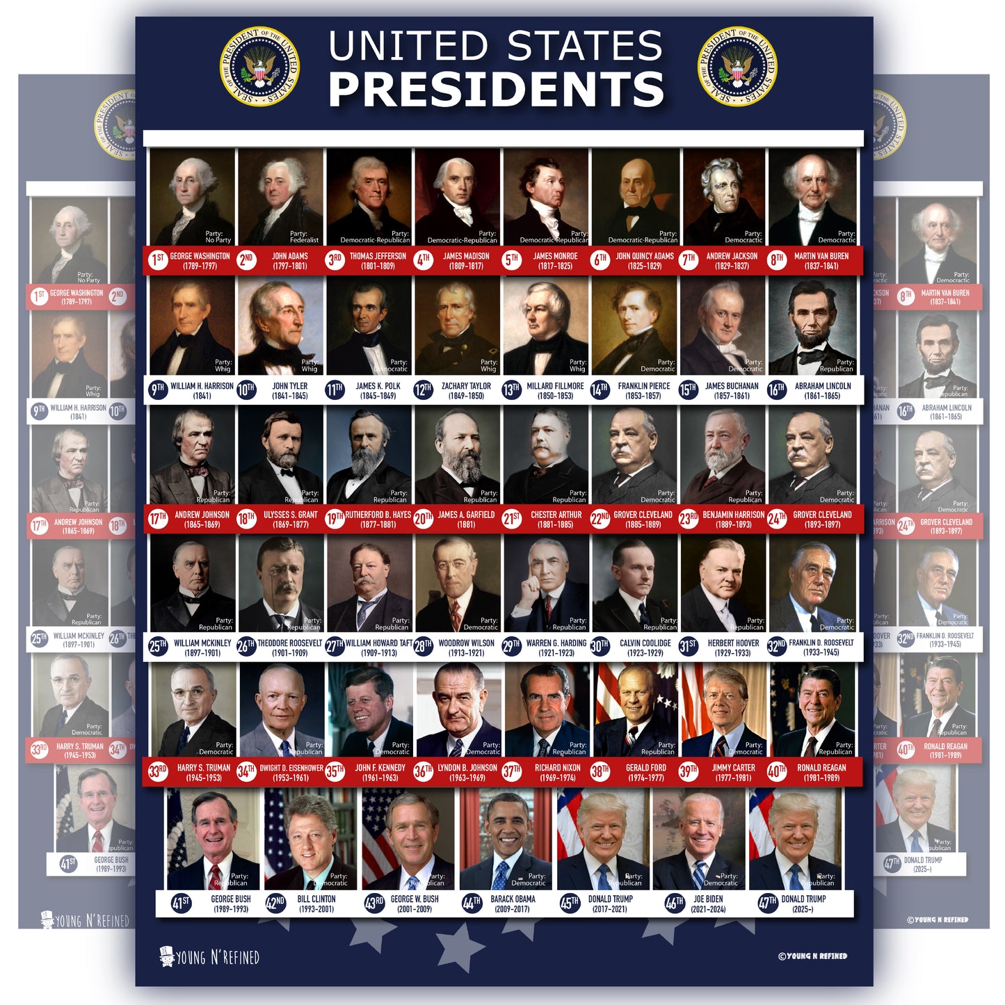 47nth presidents posters with donald Trumps second term in office 2nd