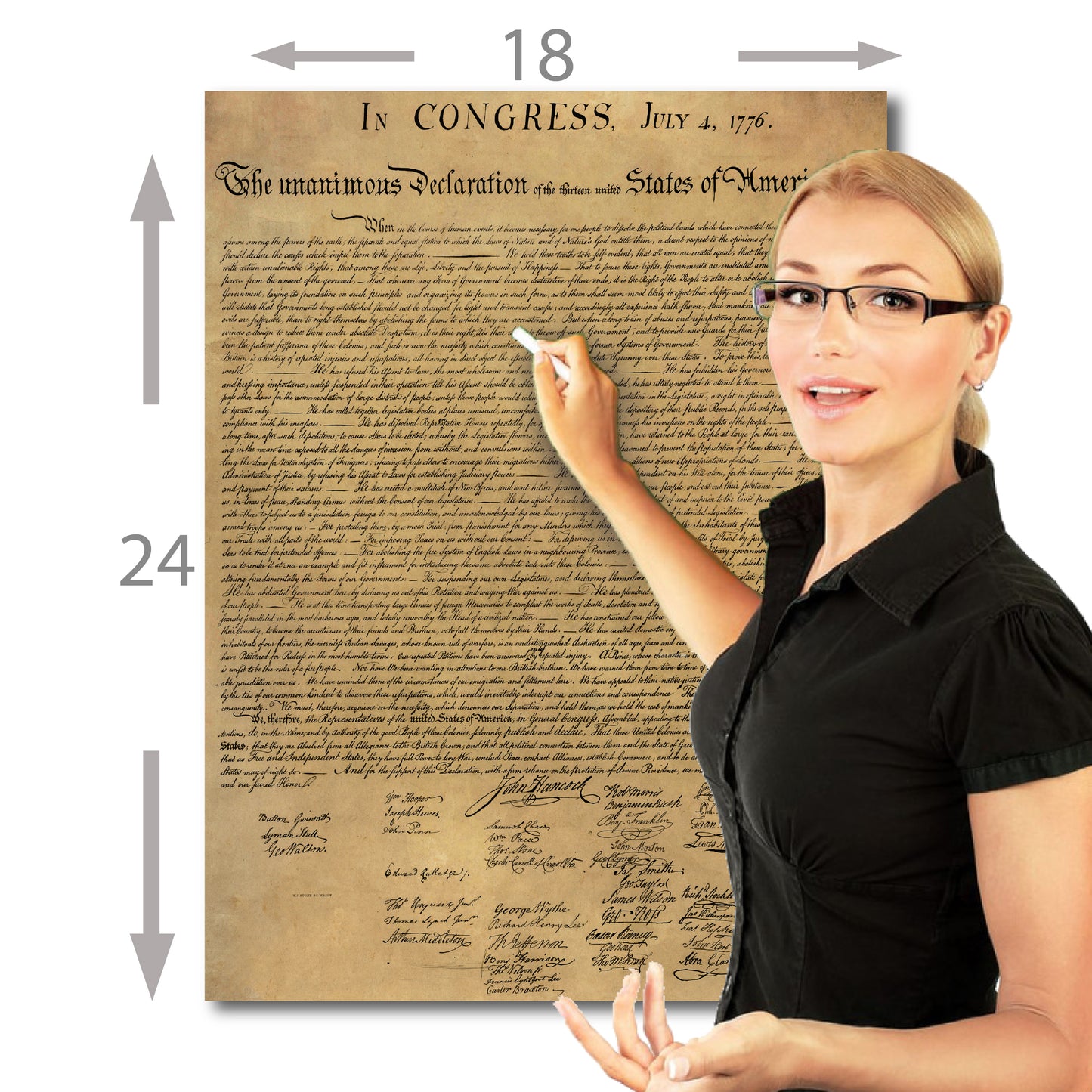 Declaration of Independence Poster Classroom Chart Décor Laminated Replica Young N Refined