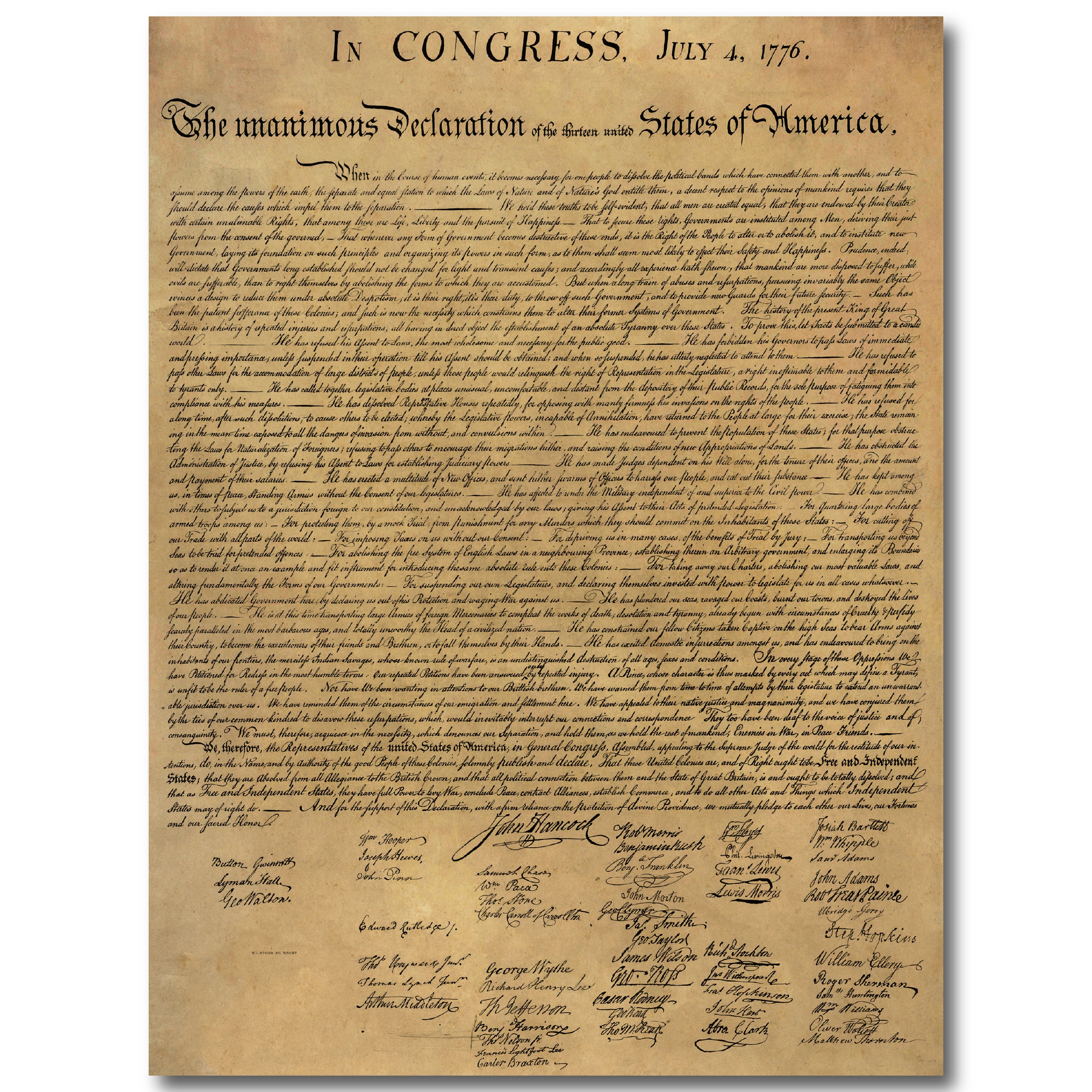 Declaration of Independence Poster Classroom Chart Décor Laminated Rep ...