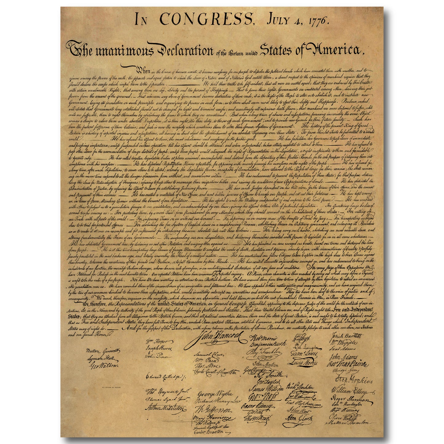 Declaration of Independence Poster Classroom Chart Décor Laminated Replica Young N Refined