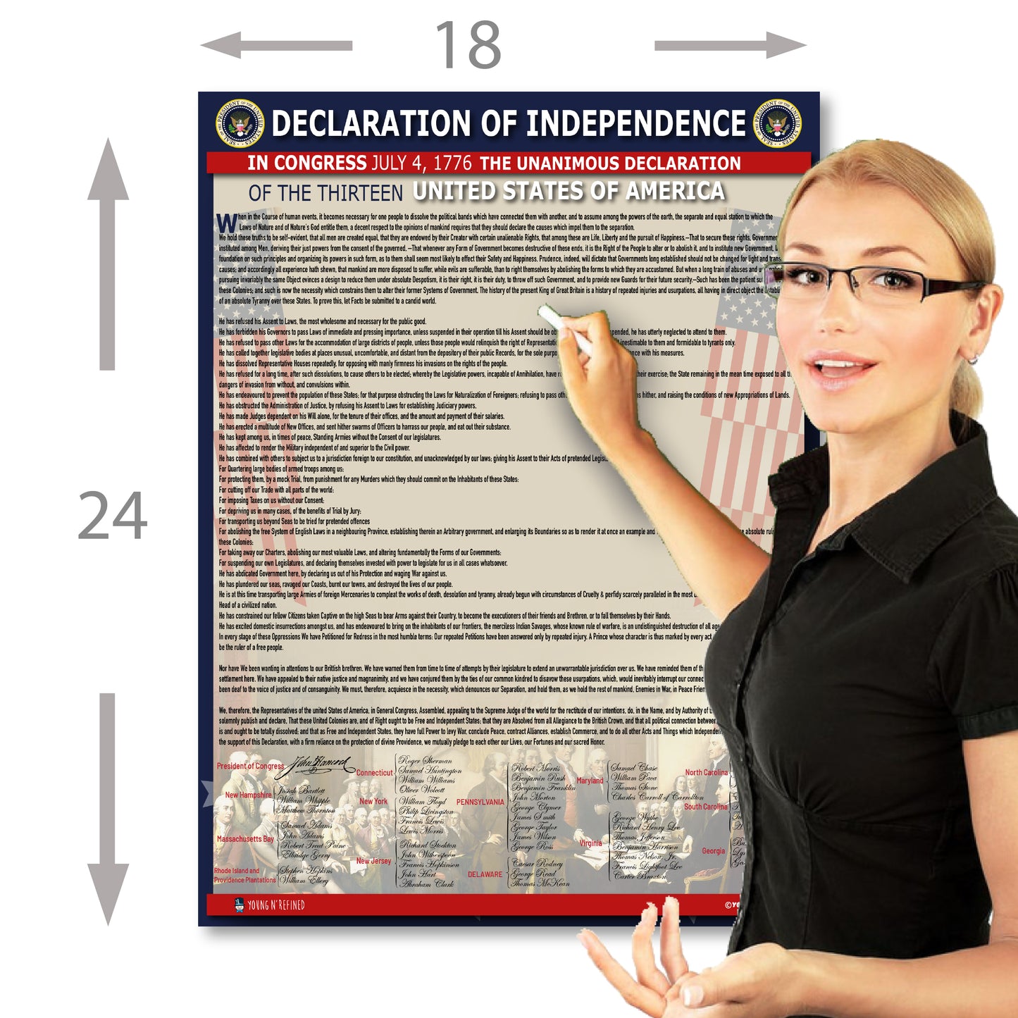 Declaration of Independence Poster Laminated Classroom Chart Decor Kids Young N Refined