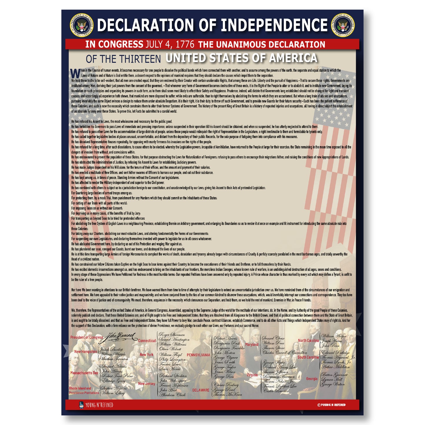 Declaration of Independence Poster Laminated Classroom Chart Decor Kids Young N Refined