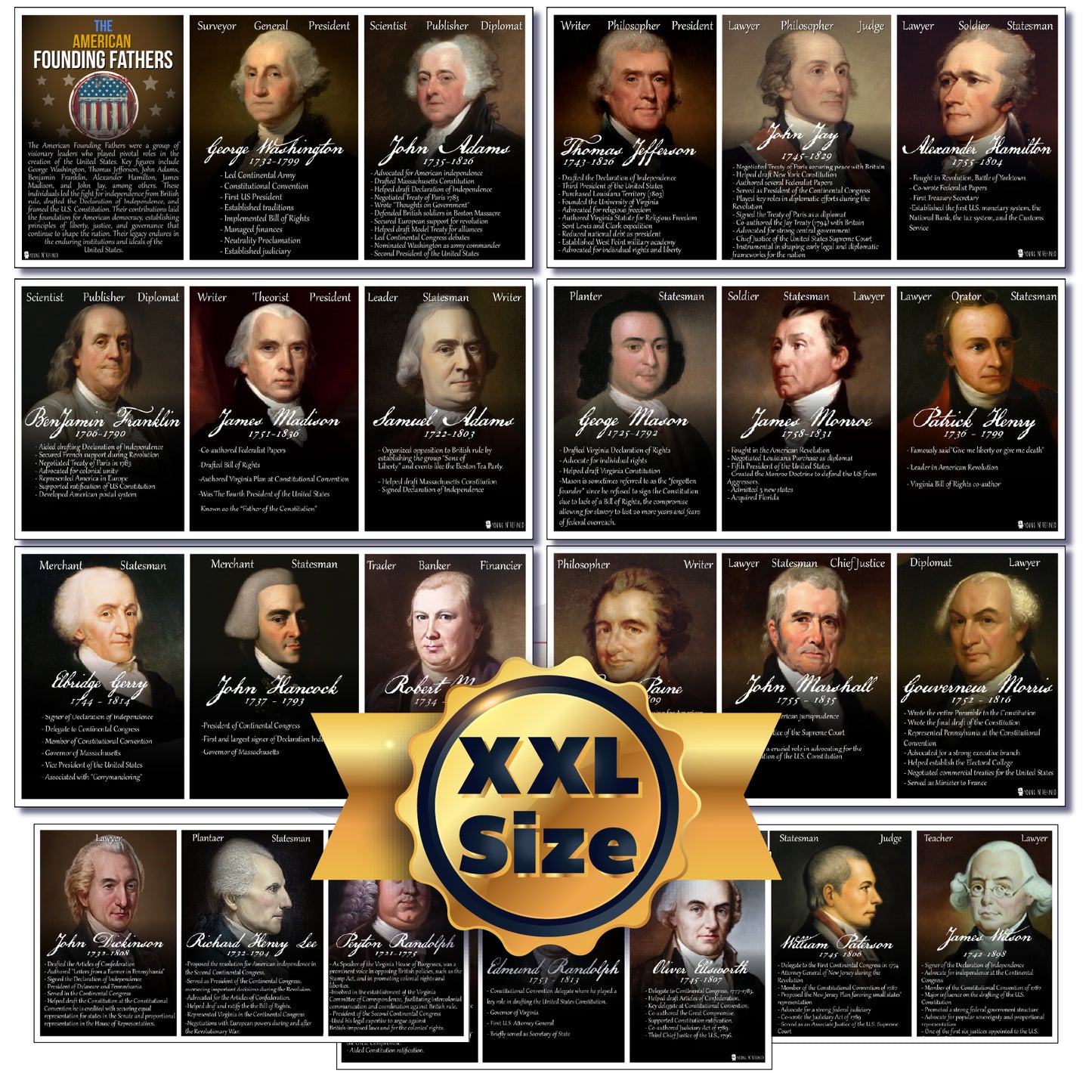 Founding Fathers US History 9 Posters Pack Young N Refined