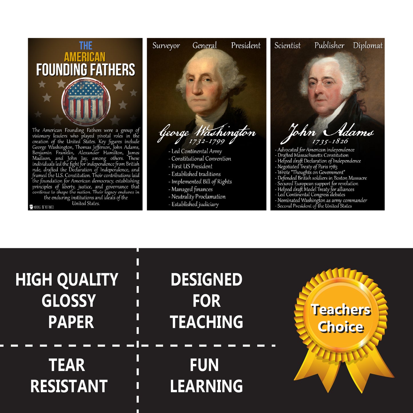 Founding Fathers US History 9 Posters Pack Young N Refined