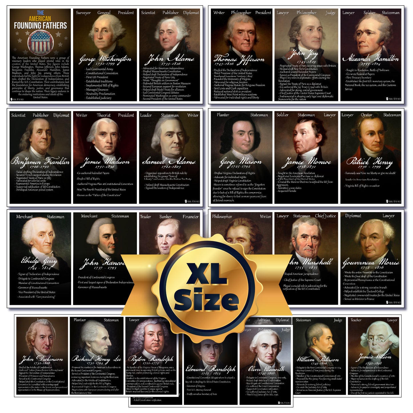 Founding Fathers US History 9 Posters Pack Young N Refined