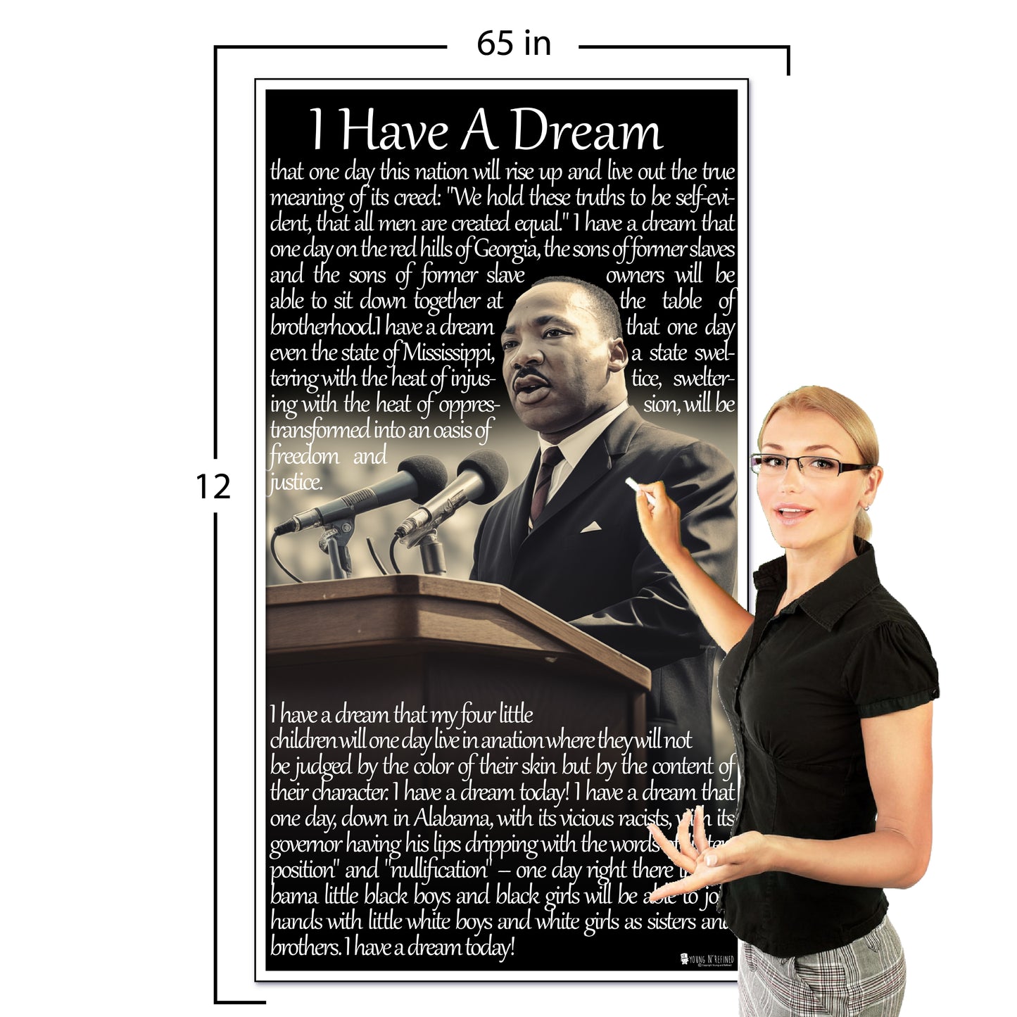Martin Luther King Jr. Banner for Classroom Laminated Bulletin Board Sign Young N Refined