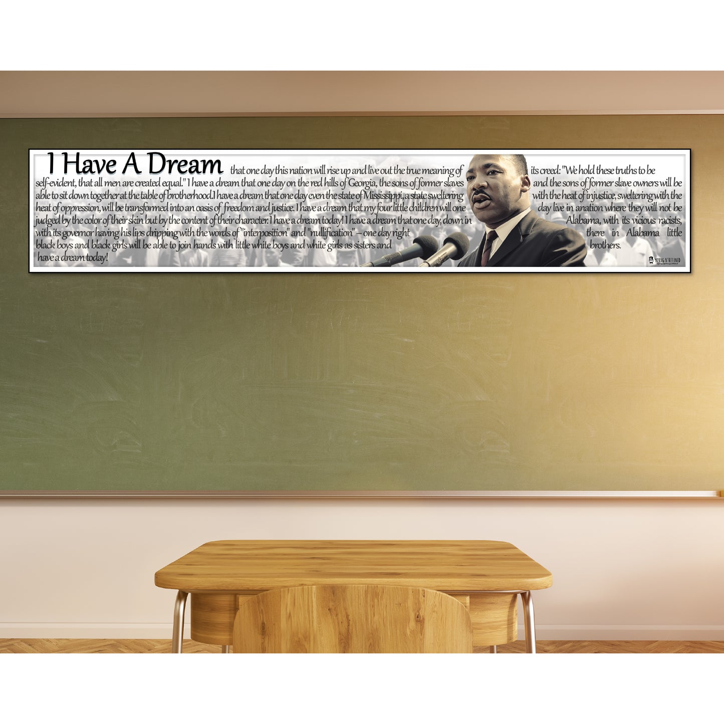 Martin Luther King Jr. Banner for Classroom Plastic Bulletin Board Sign Young N Refined