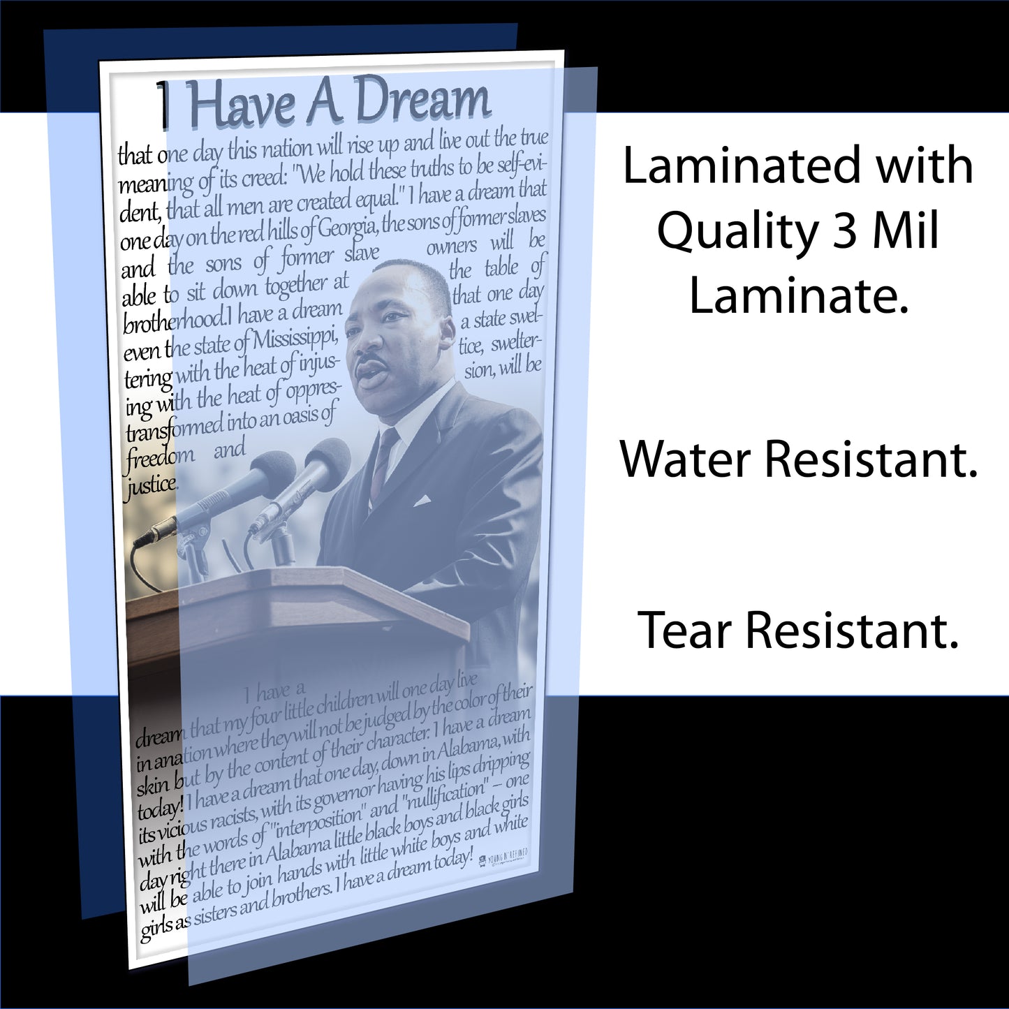 Martin Luther King Jr. Banner for Classroom Laminated Bulletin Board Sign Young N Refined