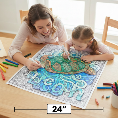 Custom Large Coloring Poster - Animal Made of Mandala Floral - Add Your Name or Message Young N Refined