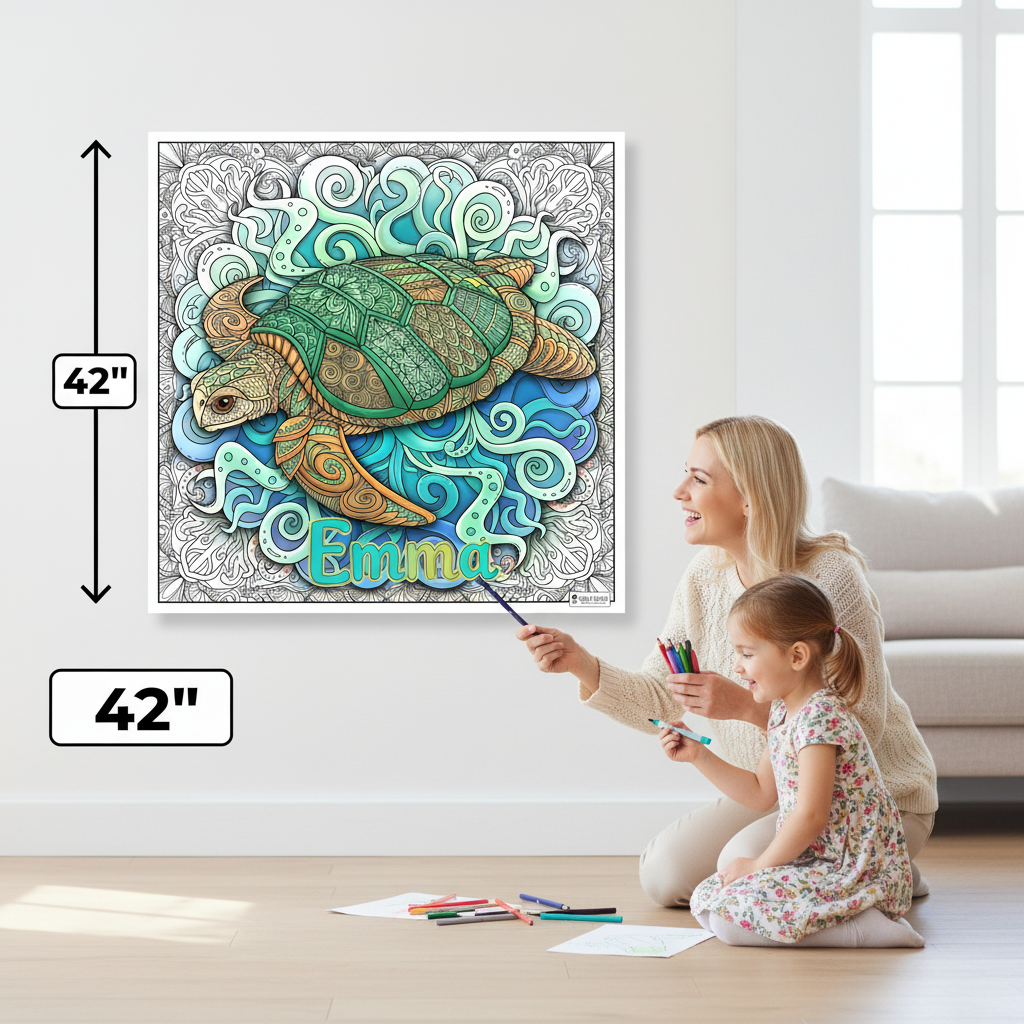 Custom Large Coloring Poster - Animal Made of Mandala Floral - Add Your Name or Message Young N Refined