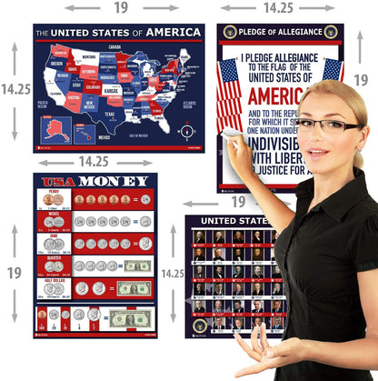 USA Charts 4 Pack LAMINATED Posters