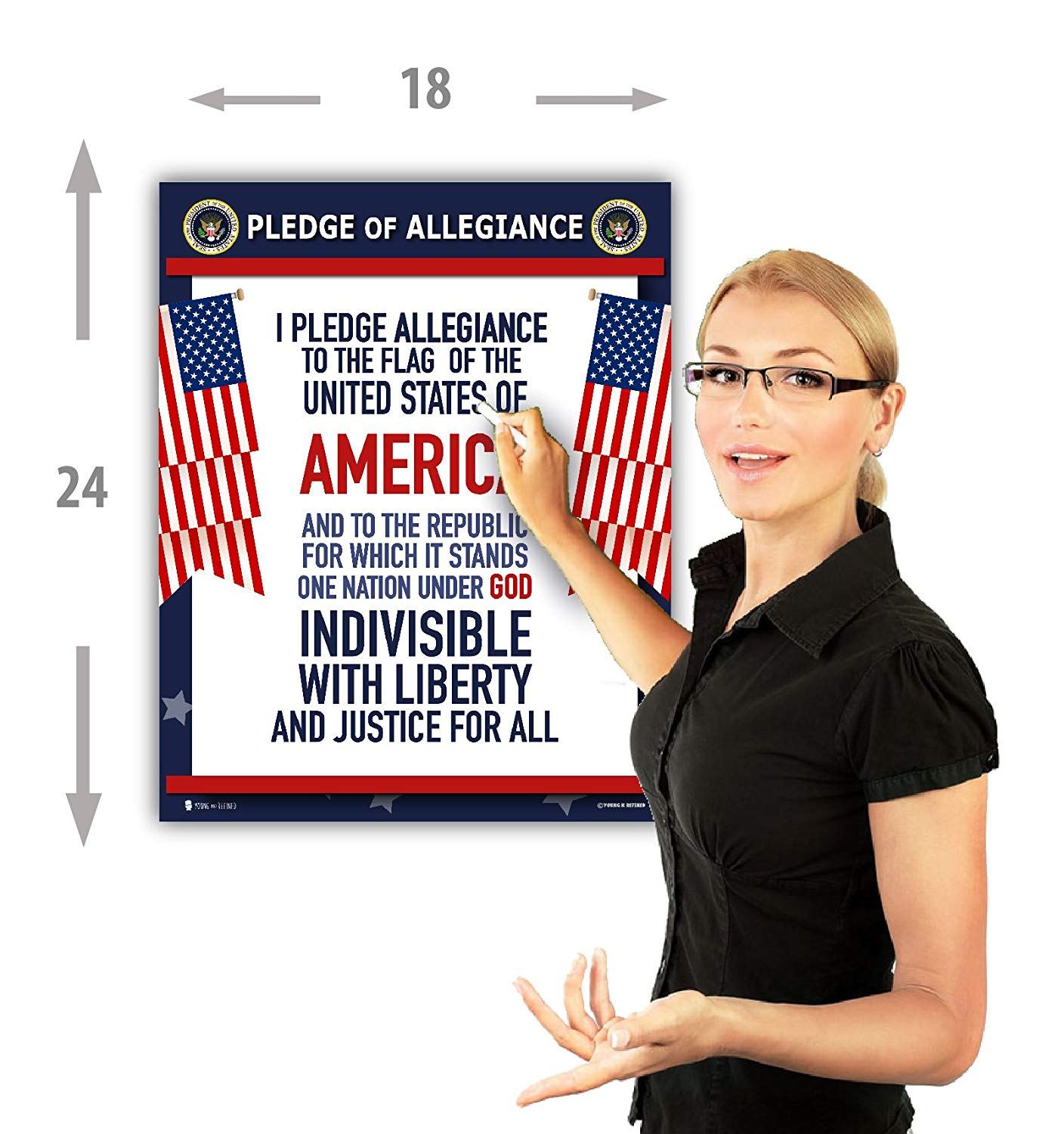 Pledge of Allegiance United States Laminated Classroom Teacher Poster - Young N' Refined