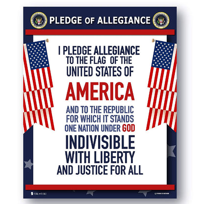 Pledge of Allegiance United States Laminated Classroom Teacher Poster - Young N' Refined