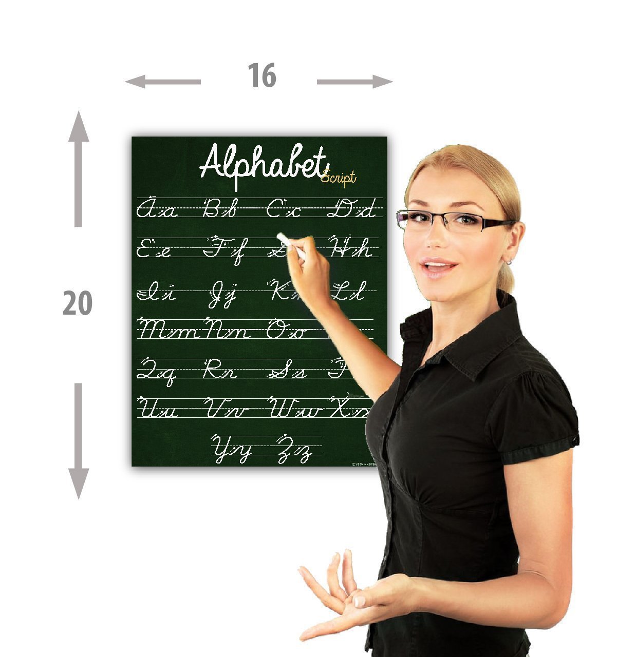 ABC Cursive Script Alphabet Chart Laminated Classroom Poster - Young N' Refined