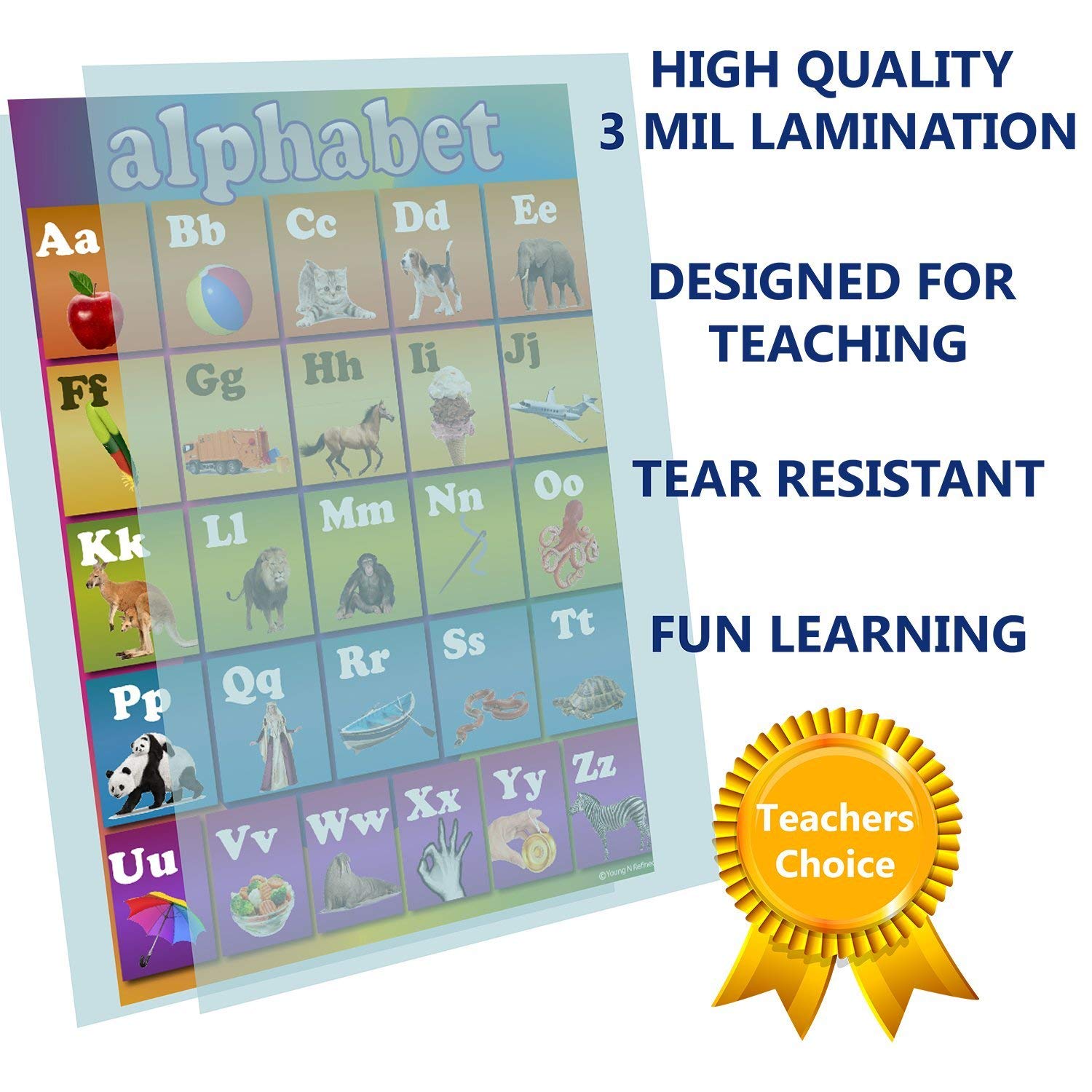 Learning Rainbow Alphabet ABC Chart Laminated Classroom Poster - Young N' Refined