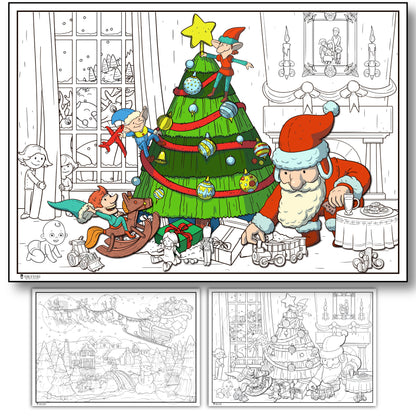 2 Pack of Giant Coloring Posters of Christmas Tree Santa folded version Young N Refined