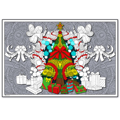 Christmas Activity Coloring page extra large Poster folded version Young N Refined