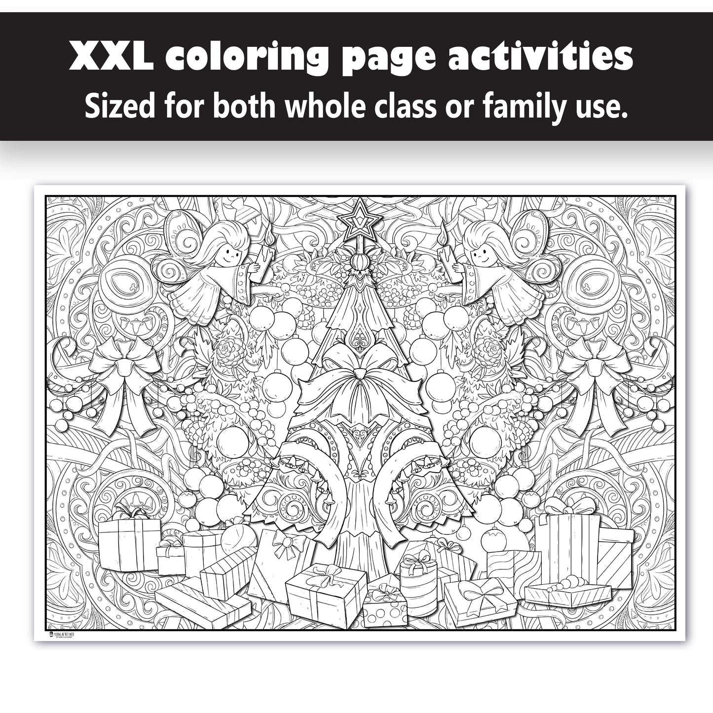 Christmas Activity Coloring page extra large Poster folded version Young N Refined