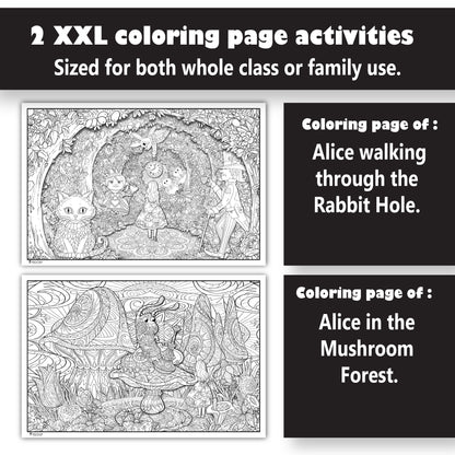 2 Pack Of Giant Coloring Posters Of Alice In Wonderland Of Mandalas Folded Version