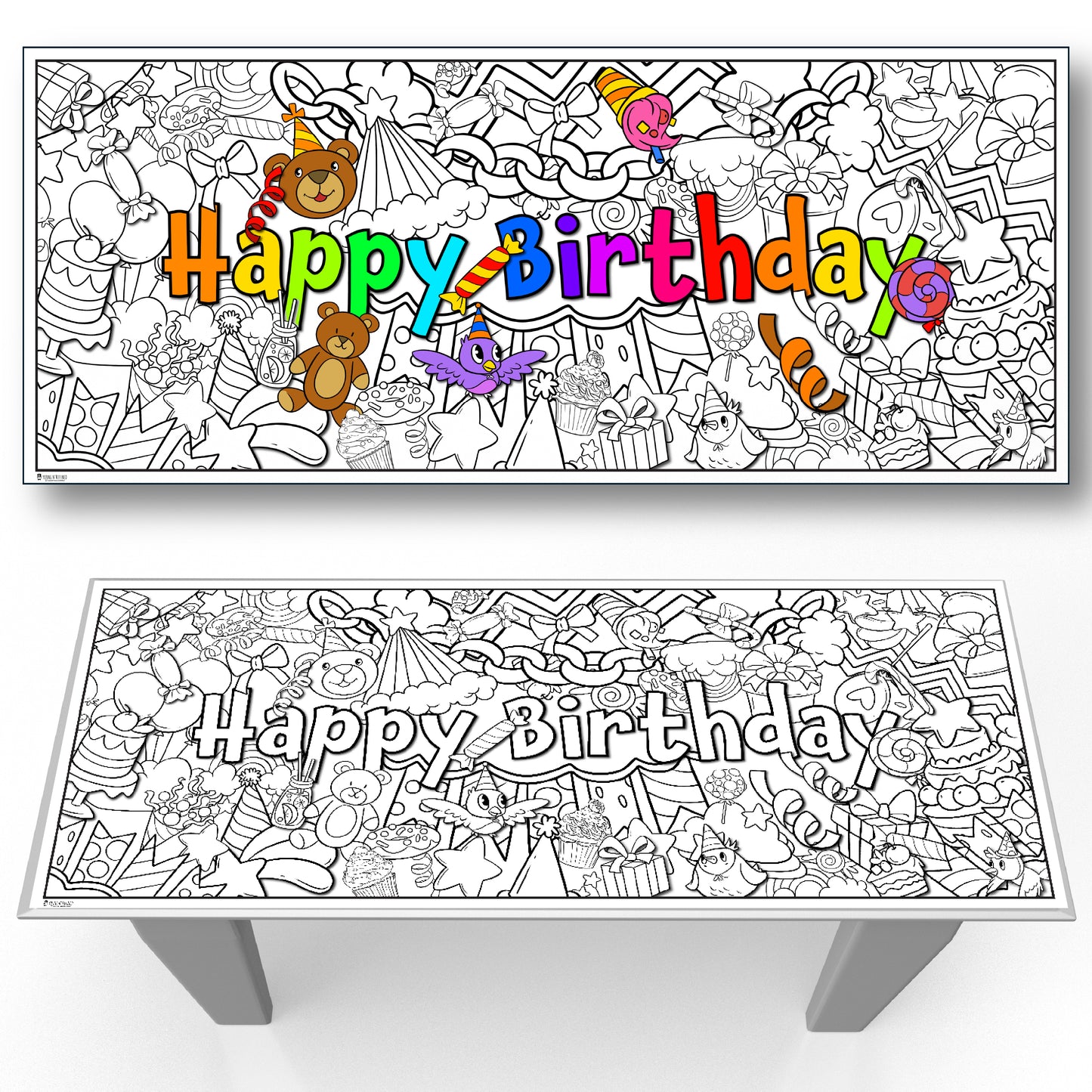 Birthday Party Coloring Page Table Cloth Activity Paper Liner Young N Refined