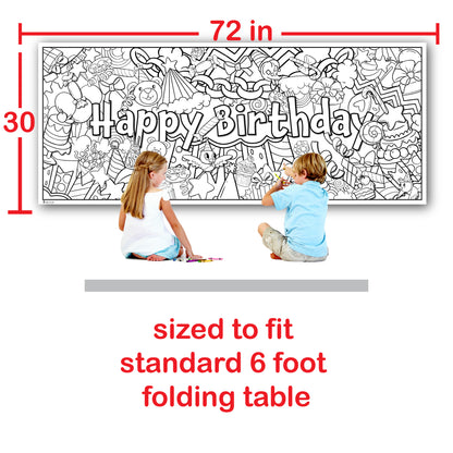 Birthday Party Coloring Page Table Cloth Activity Paper Liner Young N Refined