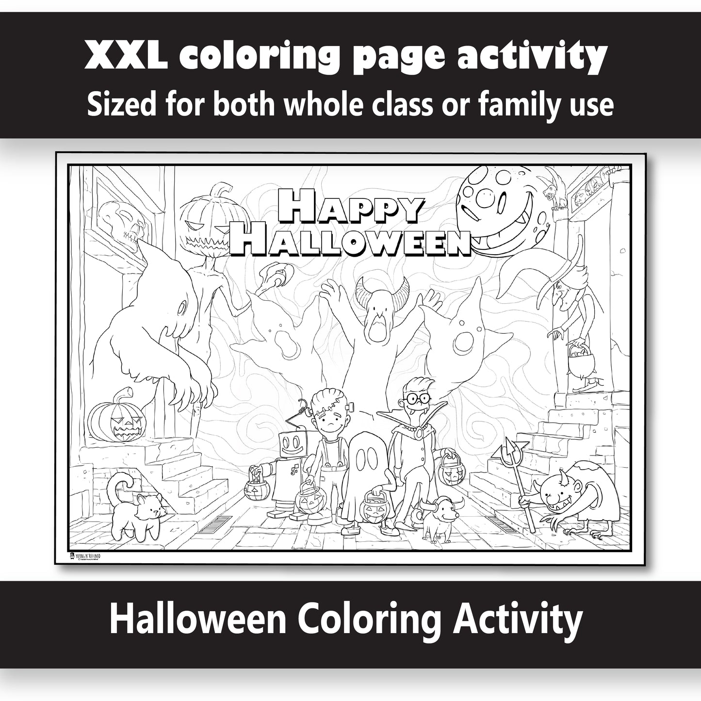 Giant Halloween Activity Coloring page Poster folded version Young N Refined