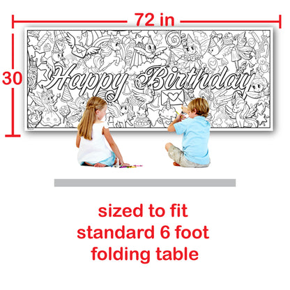 Coloring Table Cloth Birthday Party Activity Page Paper Liner Fairy Princess Unicorns Young N Refined