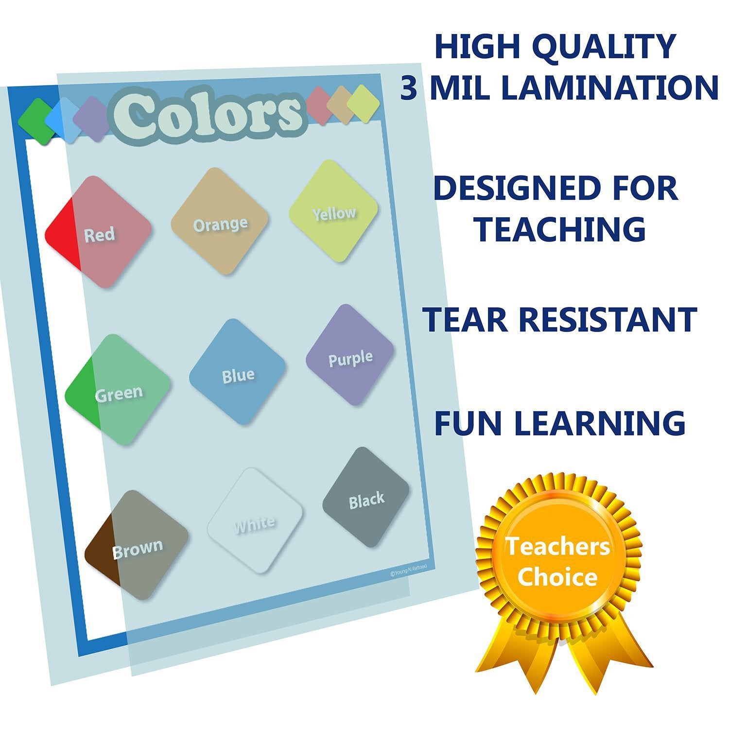 Learning Colors Chart Laminated Classroom Poster for Preschool - Young N' Refined