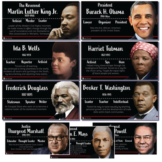 Black Heroes Poster bulletin board Set 9 Pack Glossy Paper (9"x19") Young N Refined
