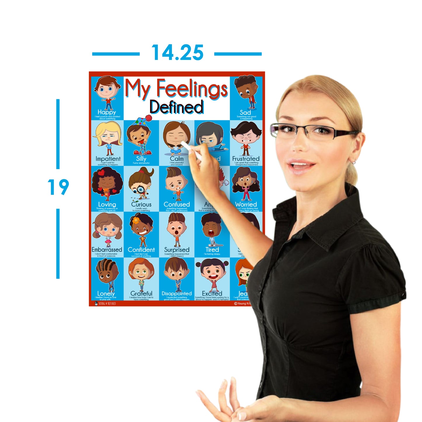My Feelings Defined Poster For Teaching Processing 22 Different Emotions For Children (15x19) Young N Refined