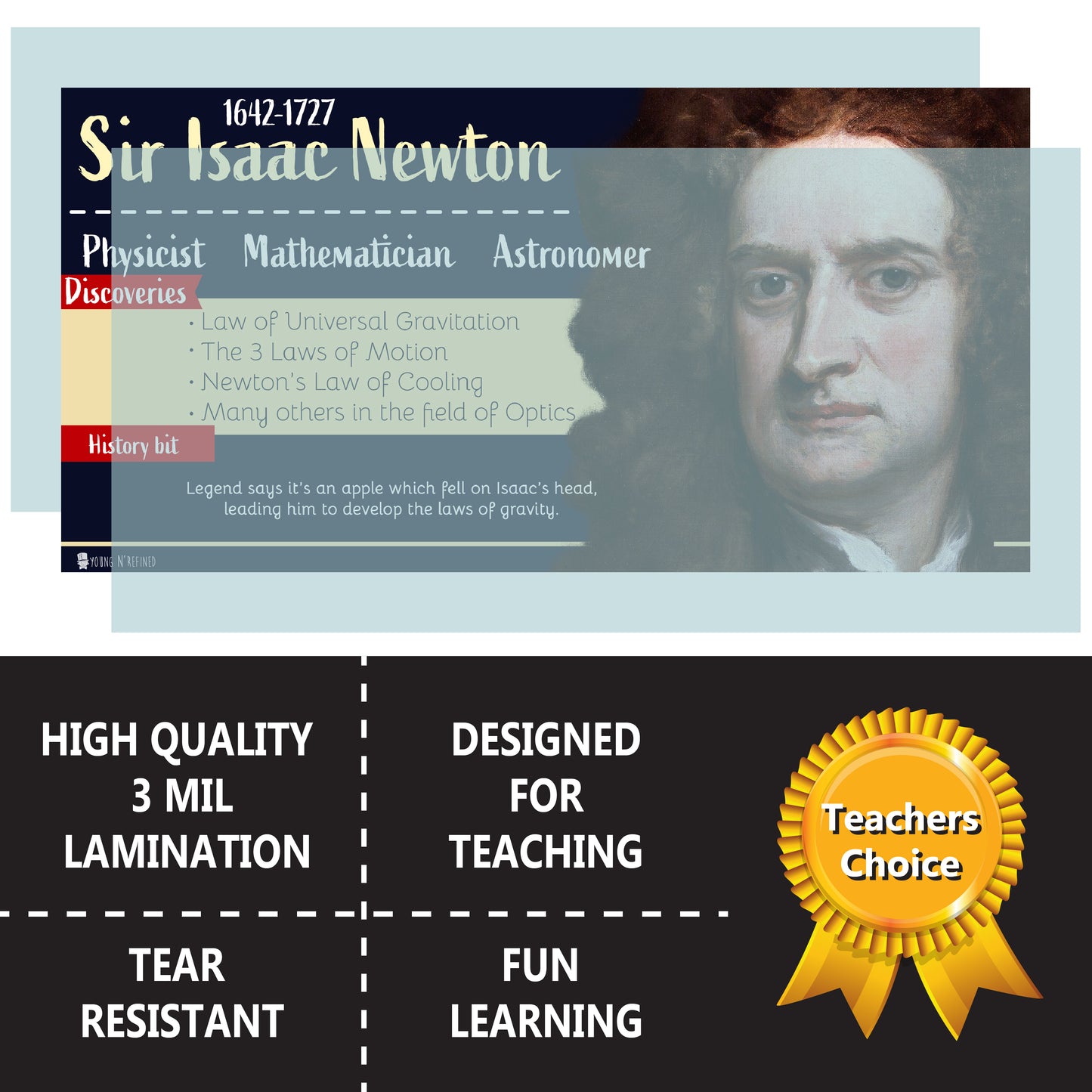 Famous Scientists Poster bulletin board set, 9 charts pack Glossy Paper Young N Refined