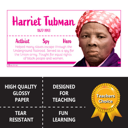 Historic Women Poster Bulletin Board Set, 9 Charts Pack Glossy Paper