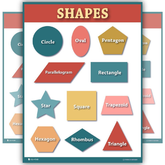Learning Shapes Preschool Chart Matte Classroom Teacher Poster - Young N' Refined