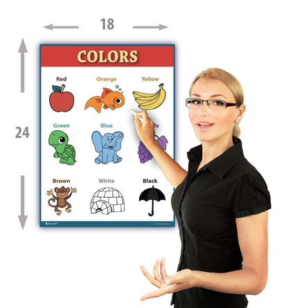 Learning Colors Preschool Chart Laminated Classroom Teacher Poster - Young N' Refined