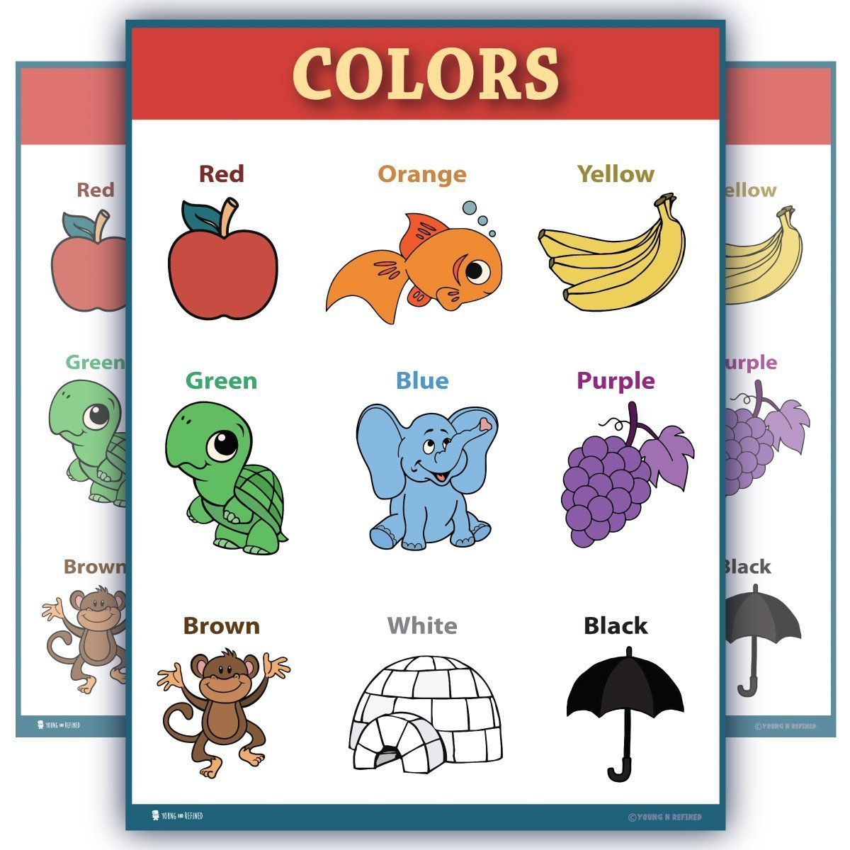 Learning Colors Preschool Chart Laminated Classroom Teacher Poster - Young N' Refined
