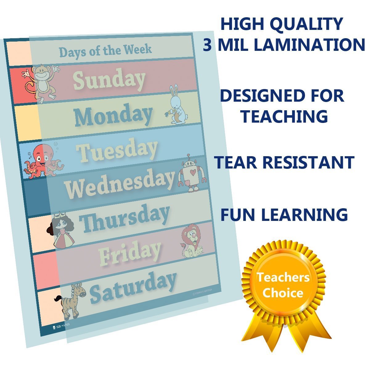 Learning Days of the Week Chart Laminated Education Classroom Poster - Young N' Refined