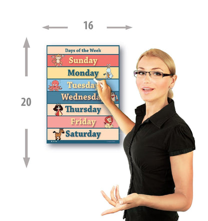 Learning Days of the Week Chart Laminated Education Classroom Poster - Young N' Refined
